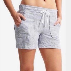 Athleta Striped Linen Drawstring Shorts